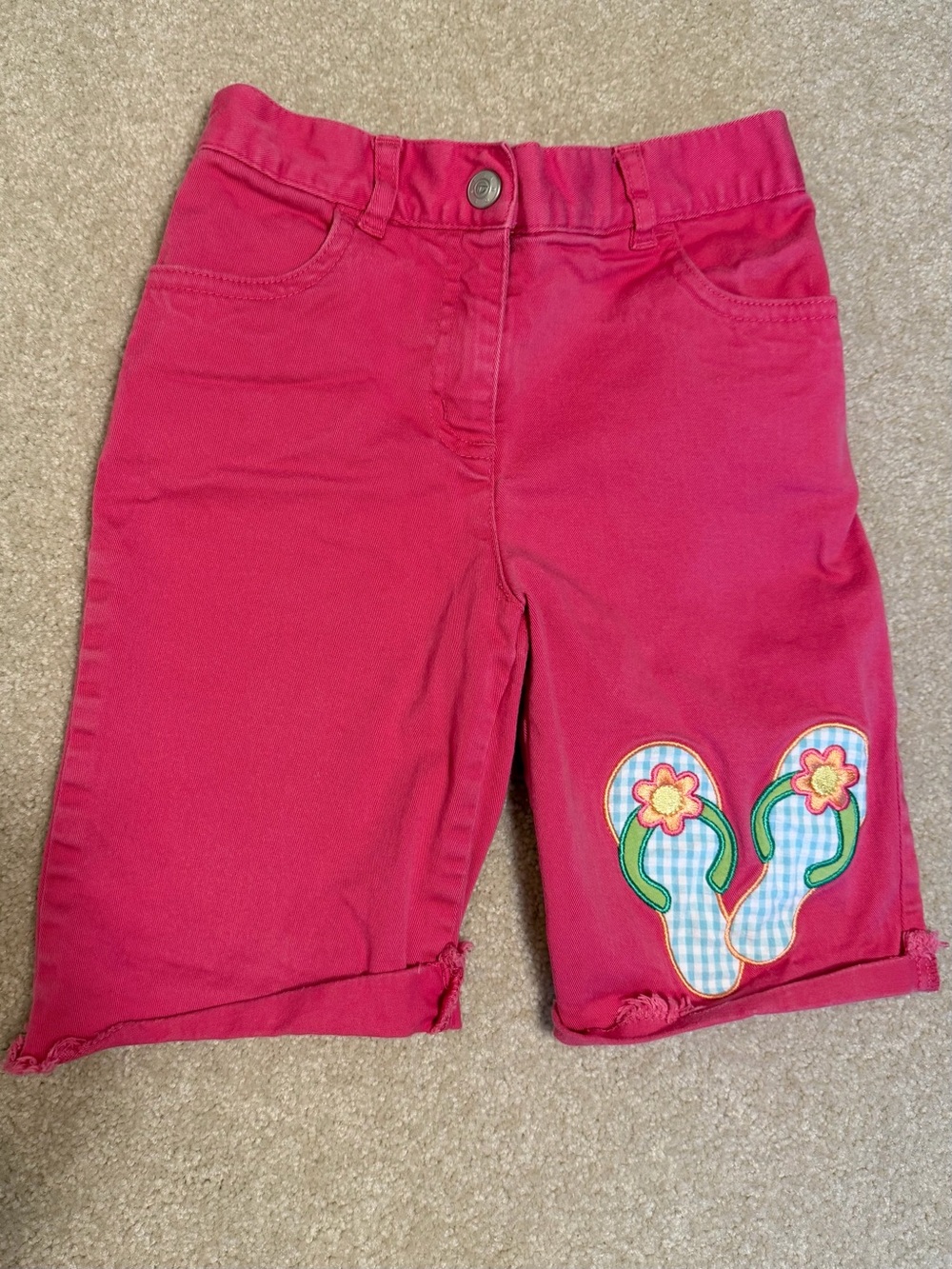 Talbots Pink Girls Stretch Shorts With Flip Flop patches Size 6X